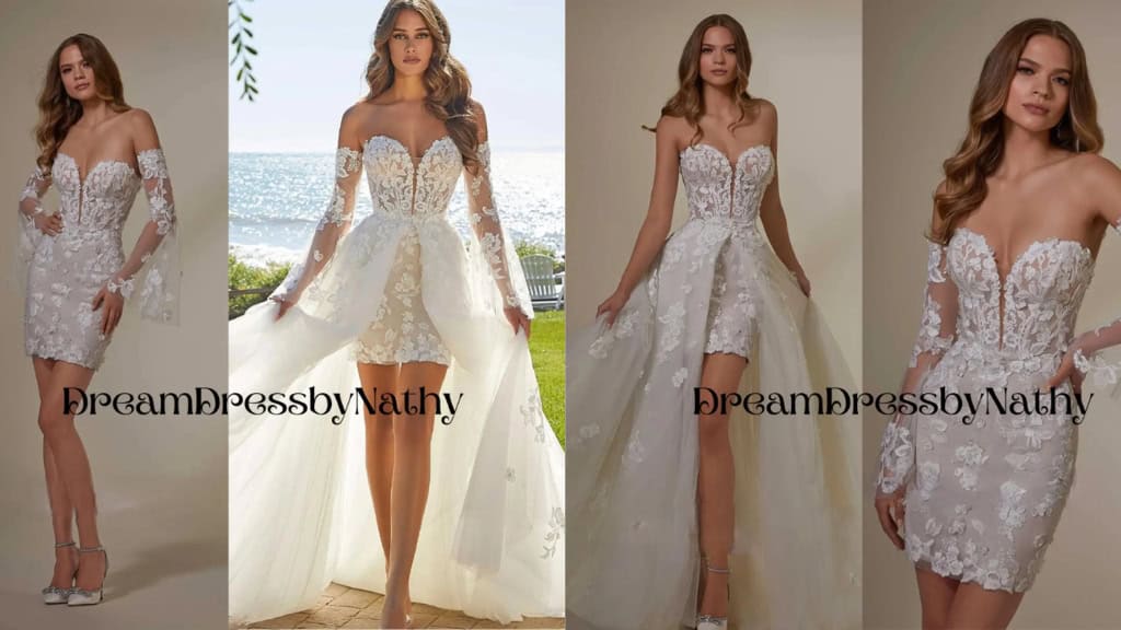 Sweetheart Lace Bridal Dress with Detachable Train