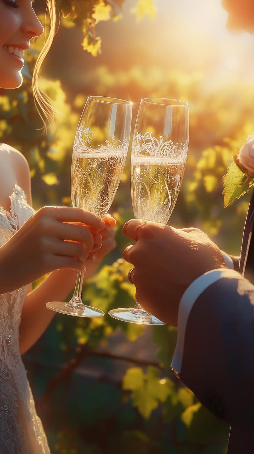 Toast with Personalized Champagne Flutes