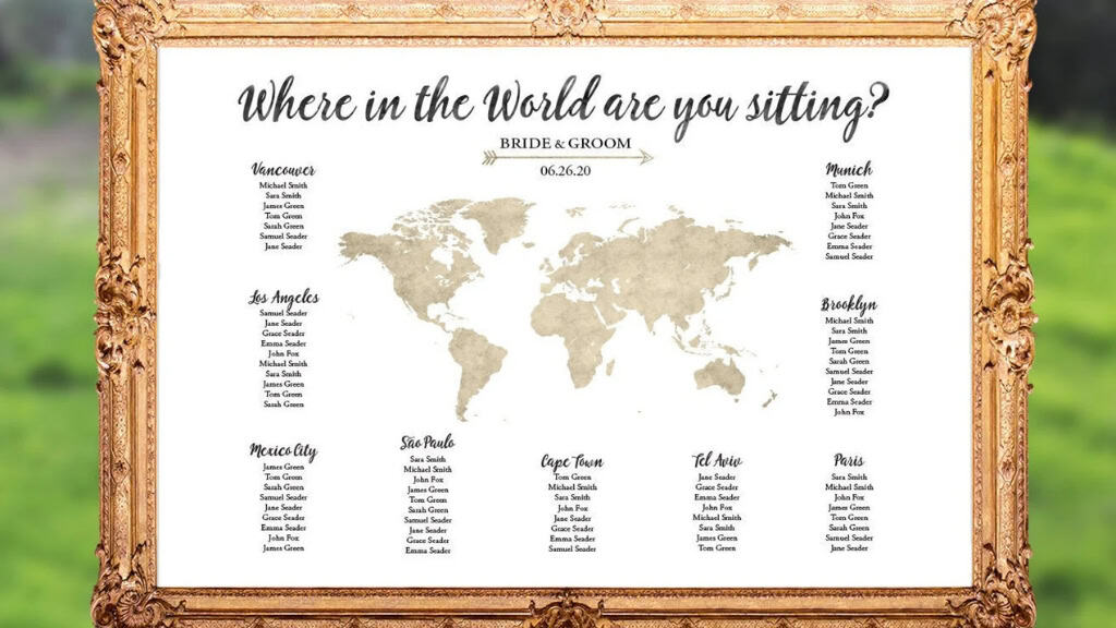 Travel-Themed World Map Seating Chart
