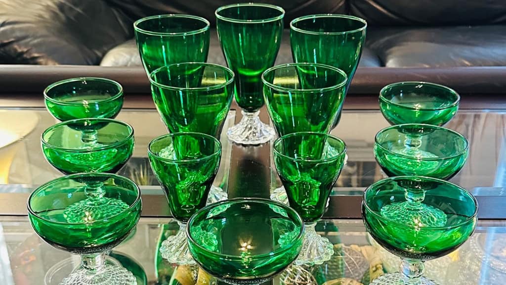 Anchor Hocking Vintage Green Burple Glass