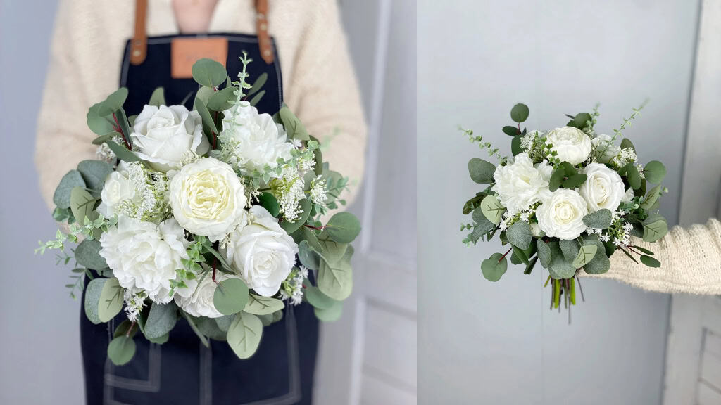 White Rose Boho Bridal Bouquet