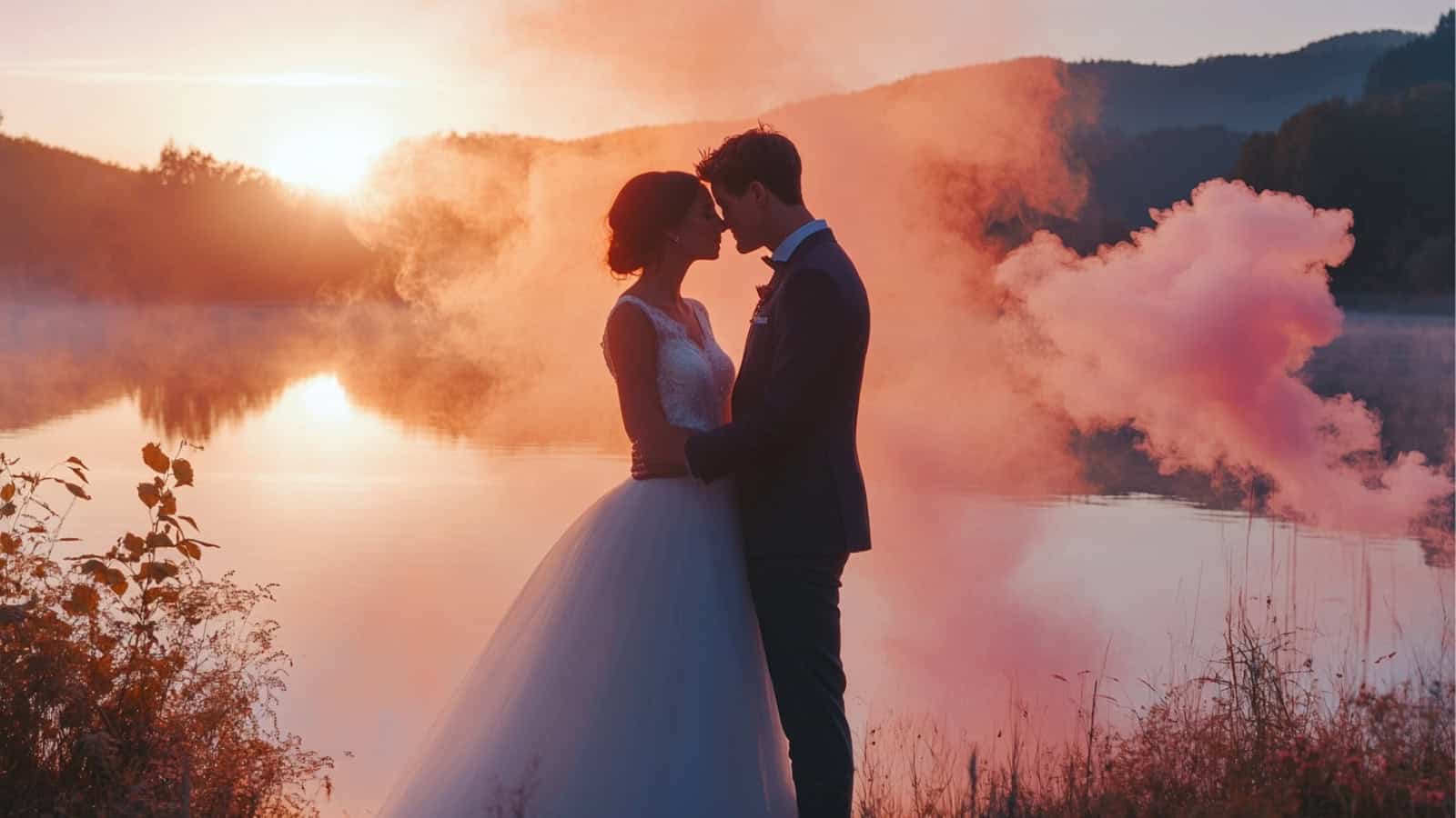 bride and groom pictures lake