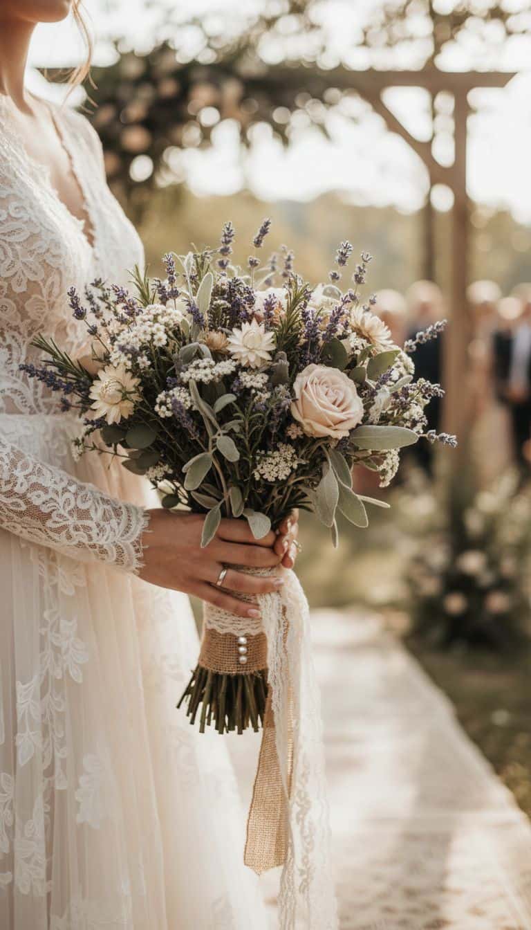 Lavender and Herb Vintage Wedding Bouquet