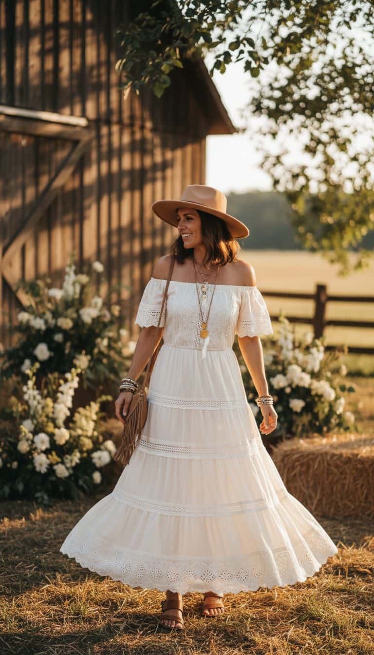 Bohemian Casual Wedding Guest Outfit Idea