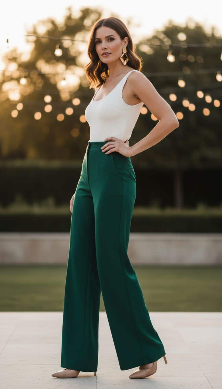 Casual Wedding Outfit with Wide-Leg Trousers