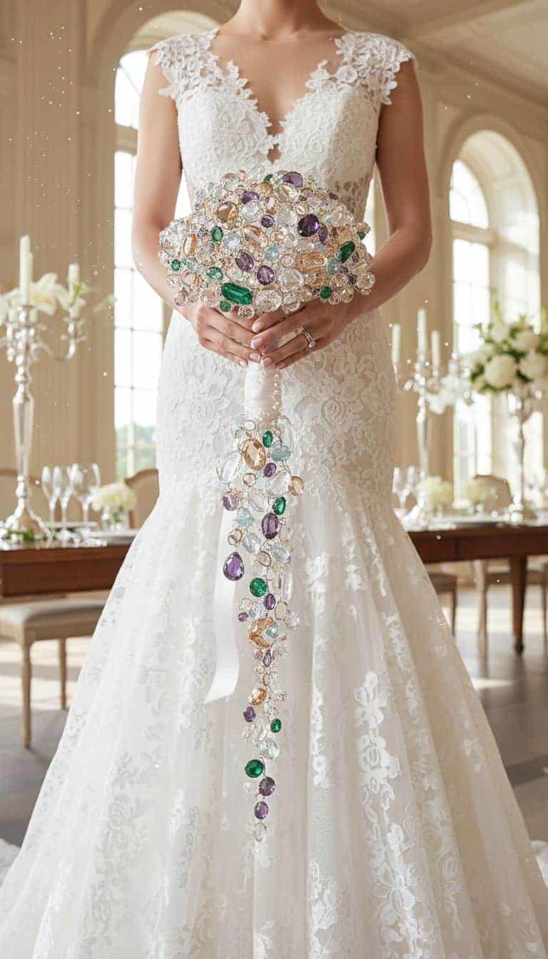 Crystal and Gem Wedding Bouquet