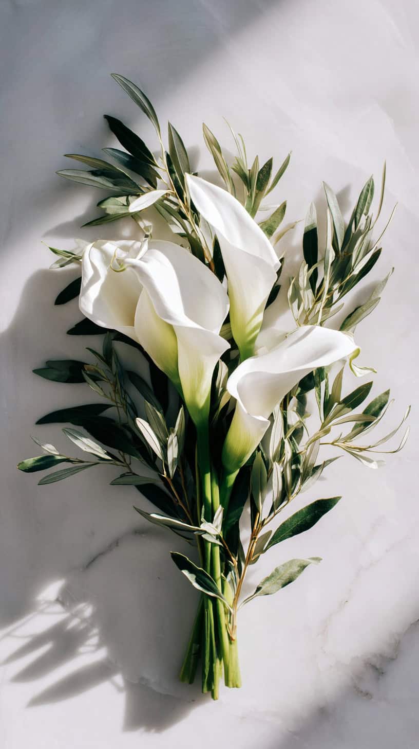 Olive with Calla Lilies