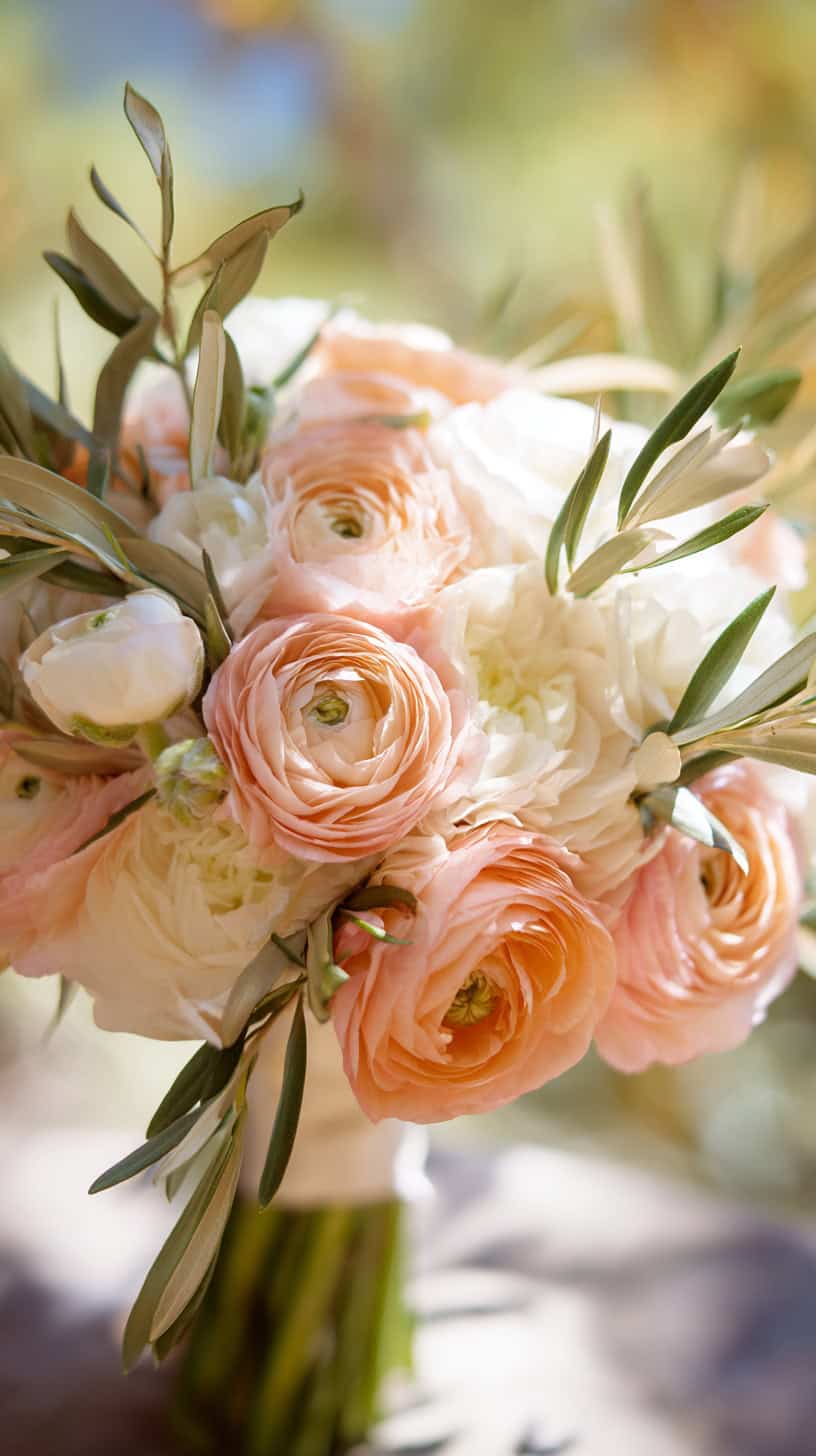 Olive with Ranunculus Blooms - Image 1