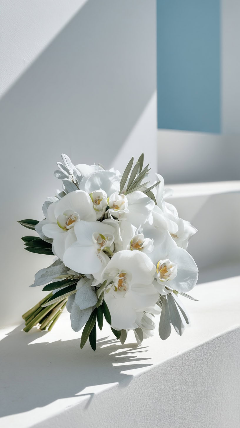 Olive with White Orchids - Image 1