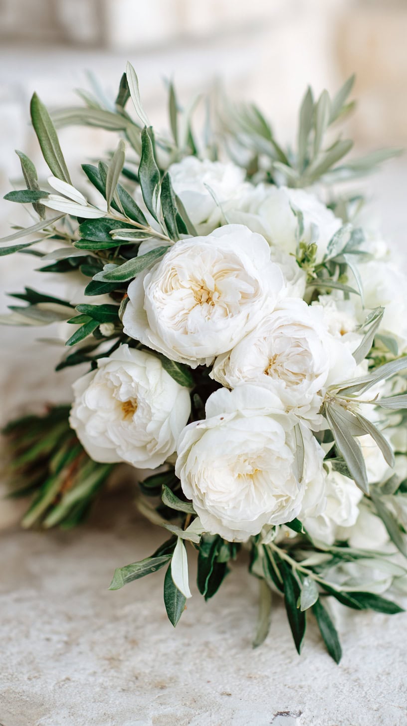 Olive with White Roses - Image 1