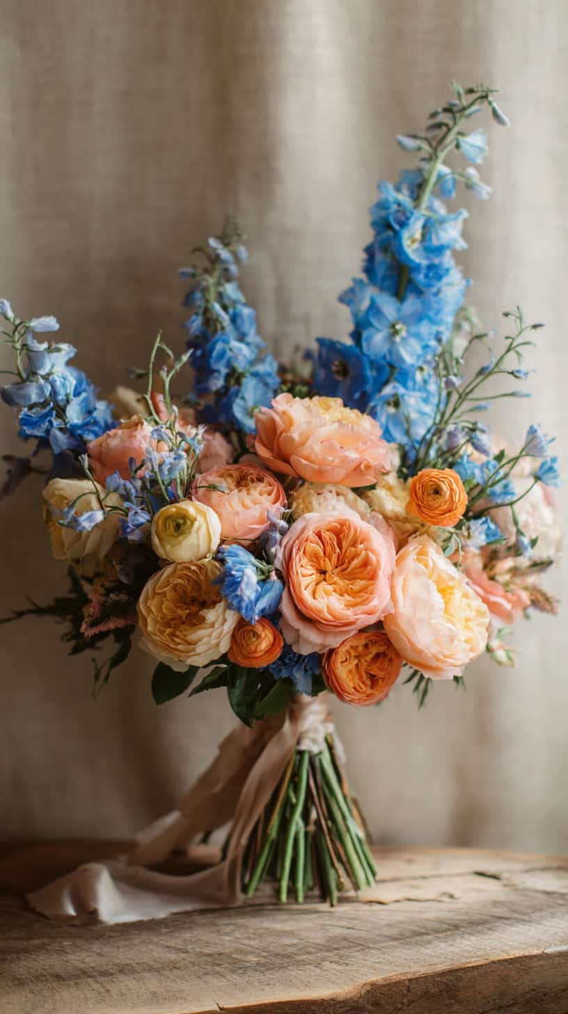 Peach Blue Delphinium - Image 1