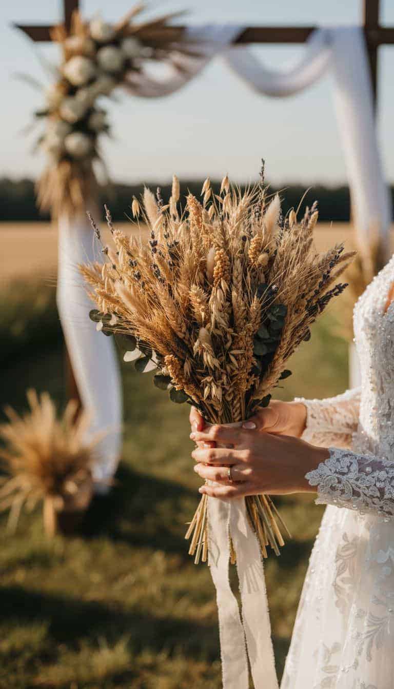 Wheat and Grain Wedding Bouquet