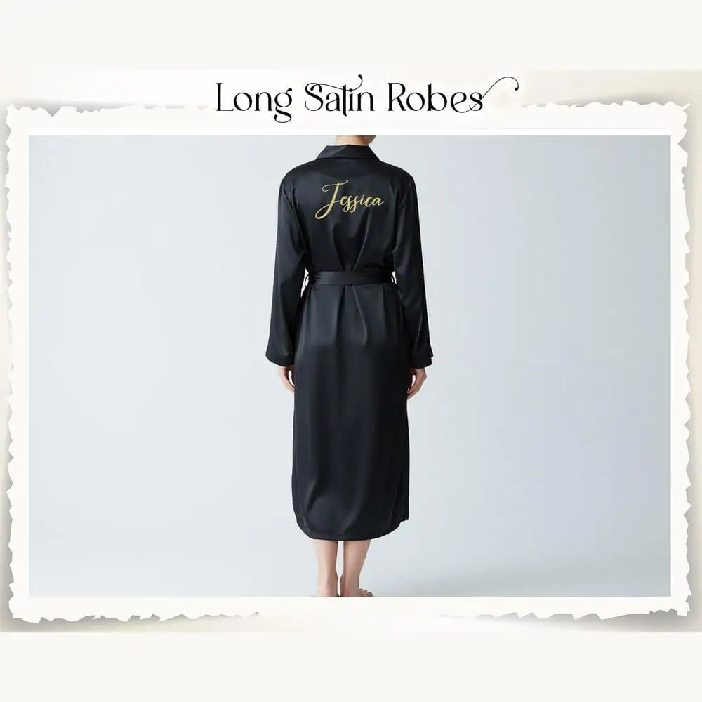 Long Personalized Satin Bride Robe