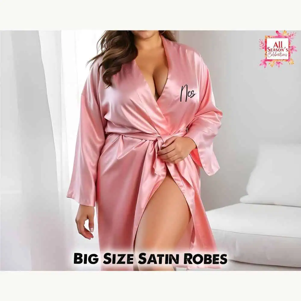 Personalized Plus Size Satin Bridal Robe