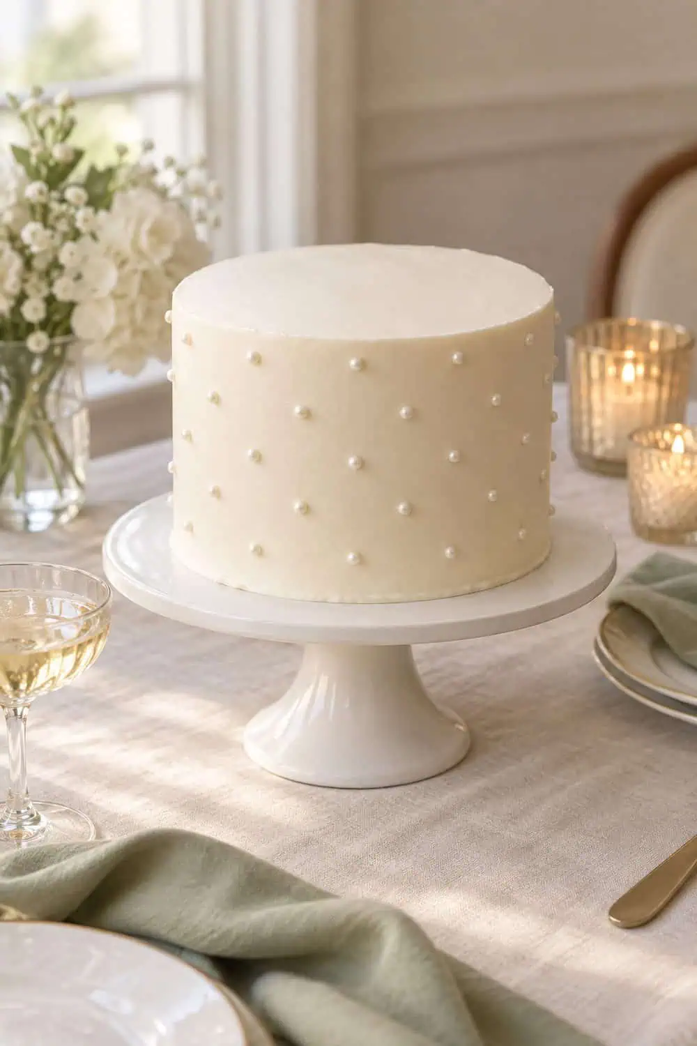 Pearl-Dot Single-Tier Cake wedding inspiration