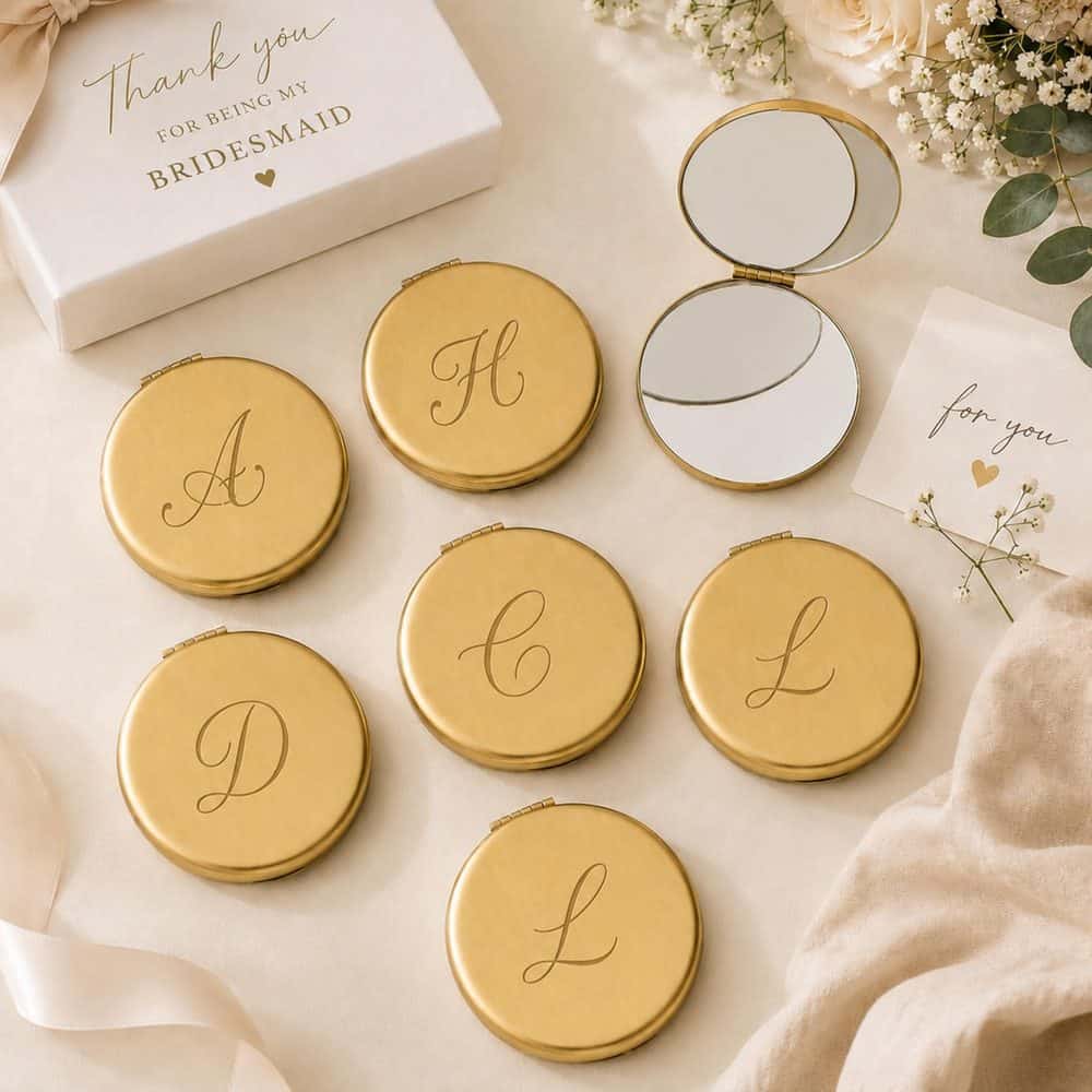 Monogrammed Stainless Steel Pocket Mirror