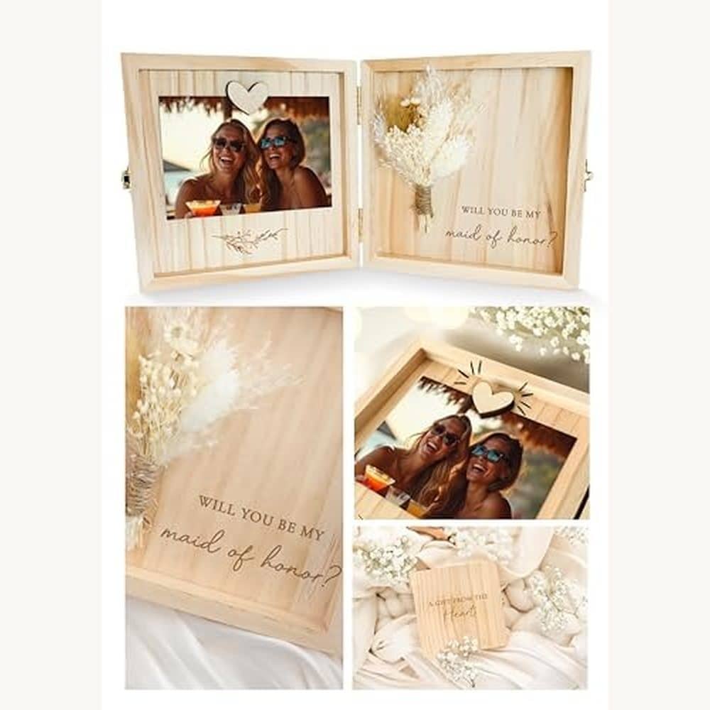 Wooden Maid of Honor Photo Box