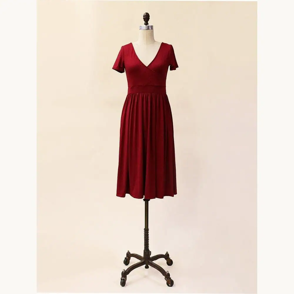 Burgundy Reversible Jersey Midi