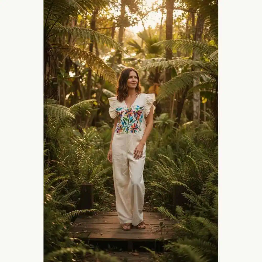 Off-White Embroidered Palazzo Jumpsuit