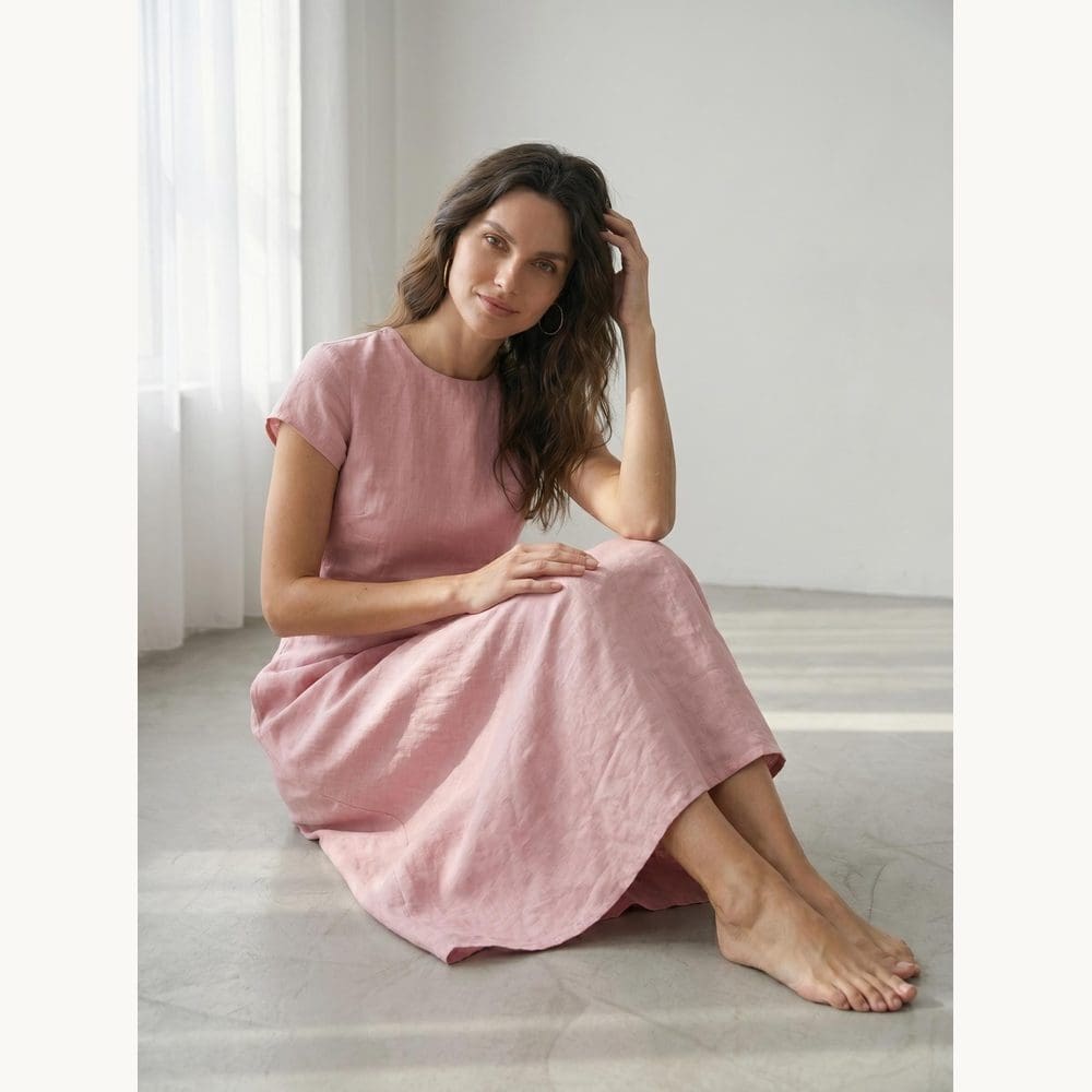 Dusky Pink Cap-Sleeve Midi