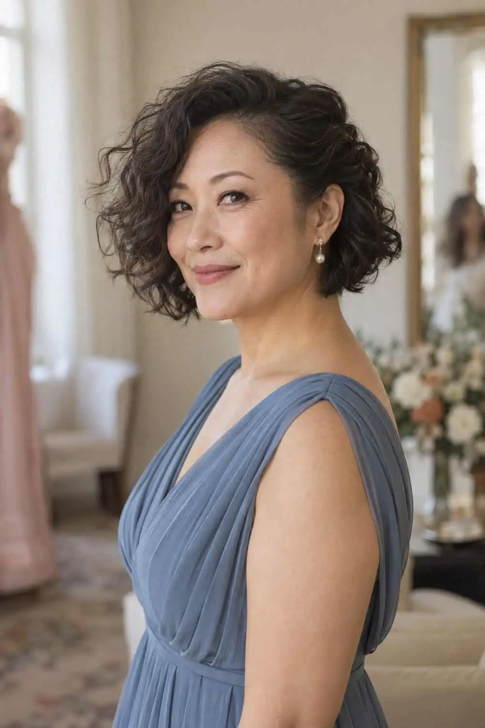 Asymmetric Curly Bob wedding inspiration