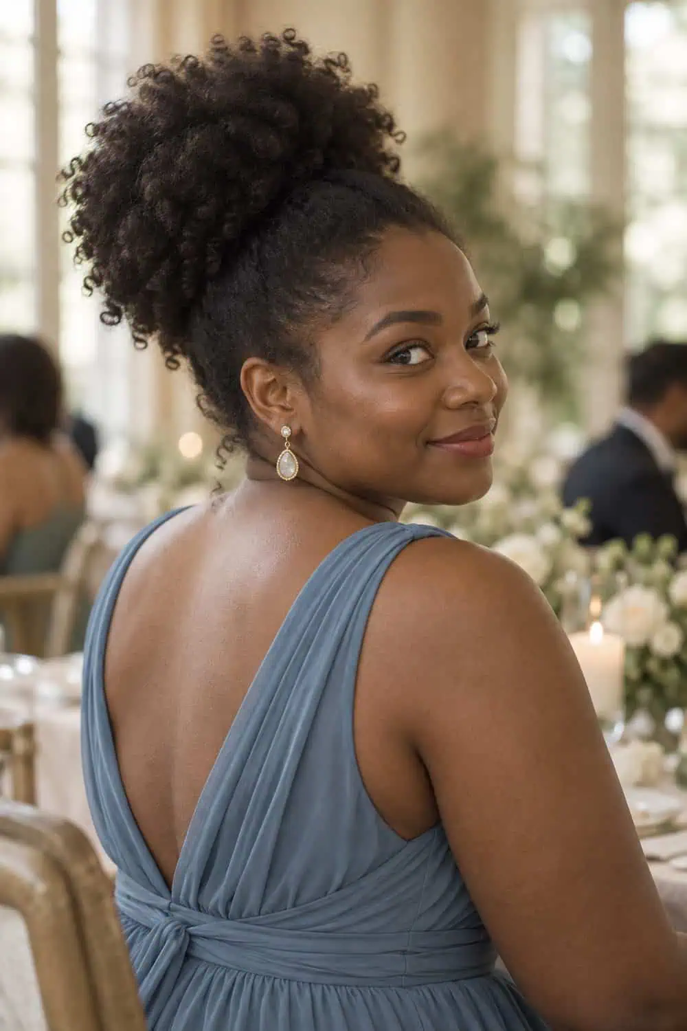Natural Curly High Puff wedding inspiration