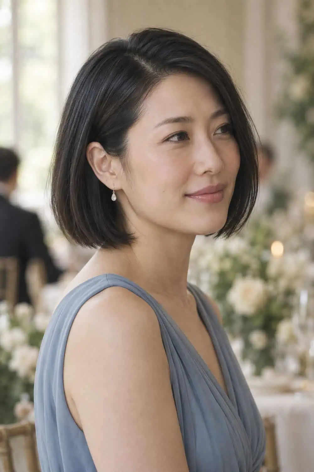 Side-Parted Chin-Length Bob wedding inspiration