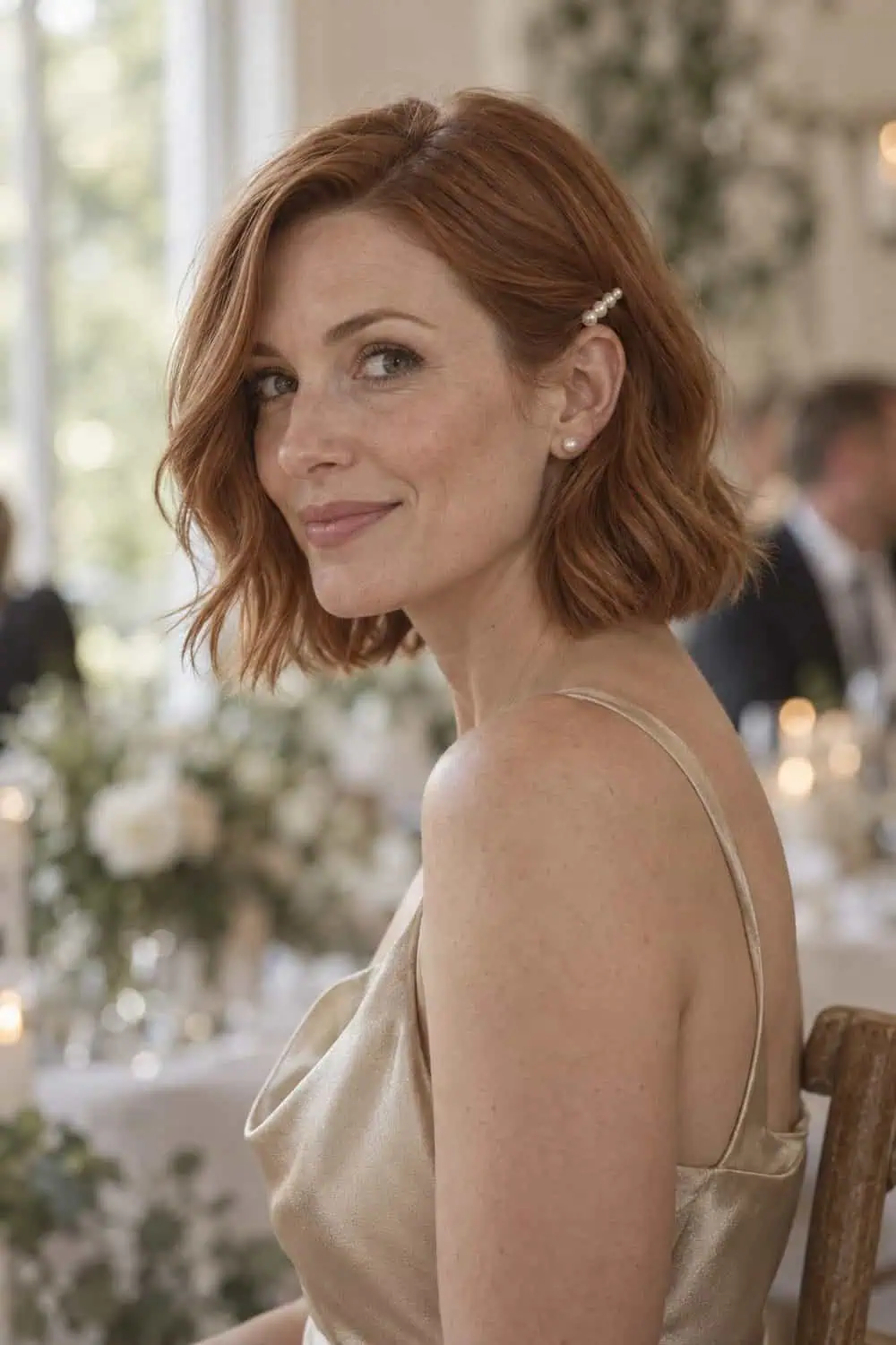 Tucked Bob with a Small Barrette wedding inspiration