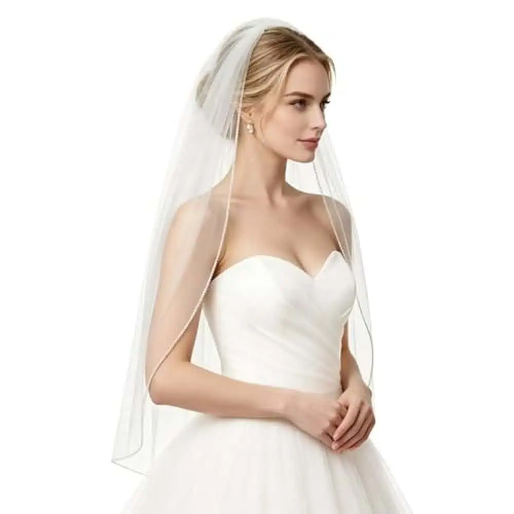 Beaded-Edge Fingertip Veil