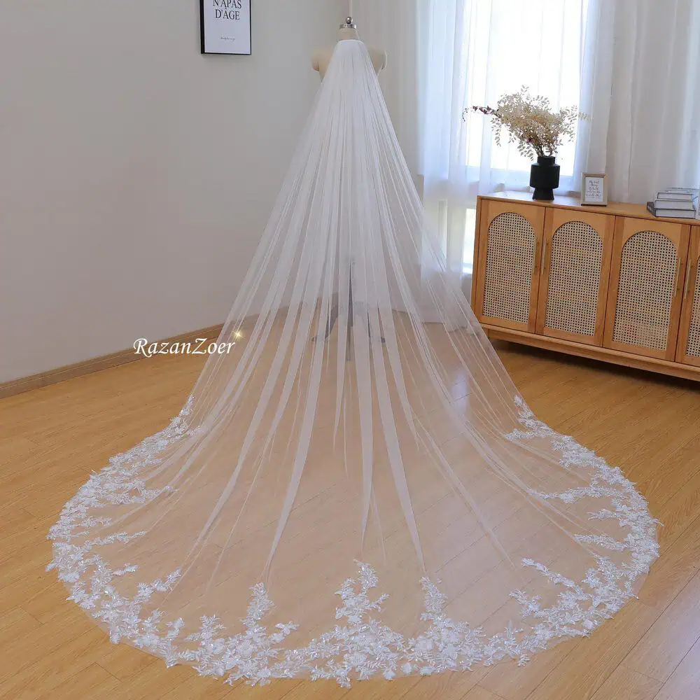 Clover-Lace Beaded Cathedral Veil