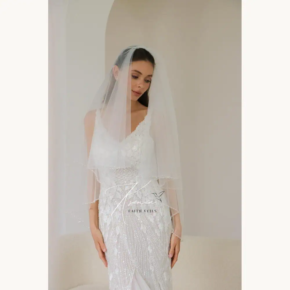 Crystal-Edge Waterfall Blusher Veil