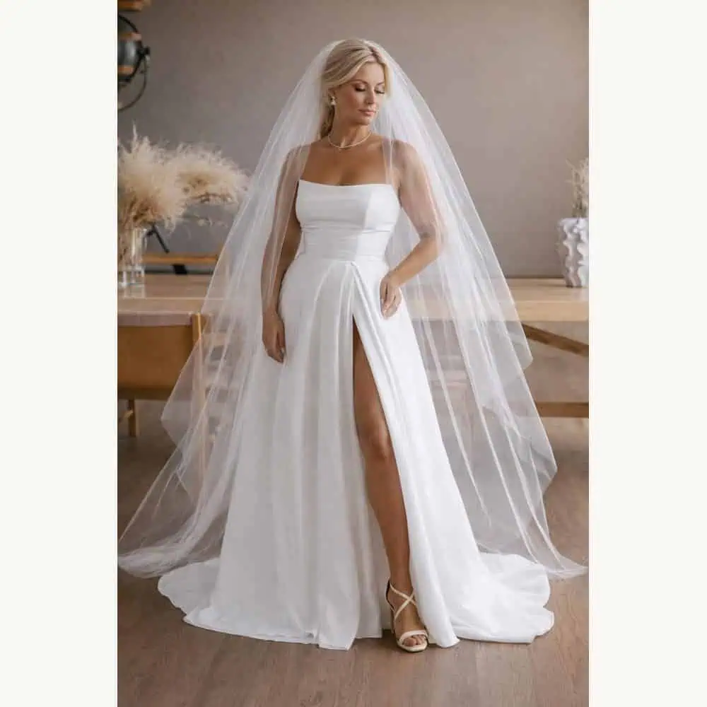 Plain Two-Tier Cathedral Blusher Veil