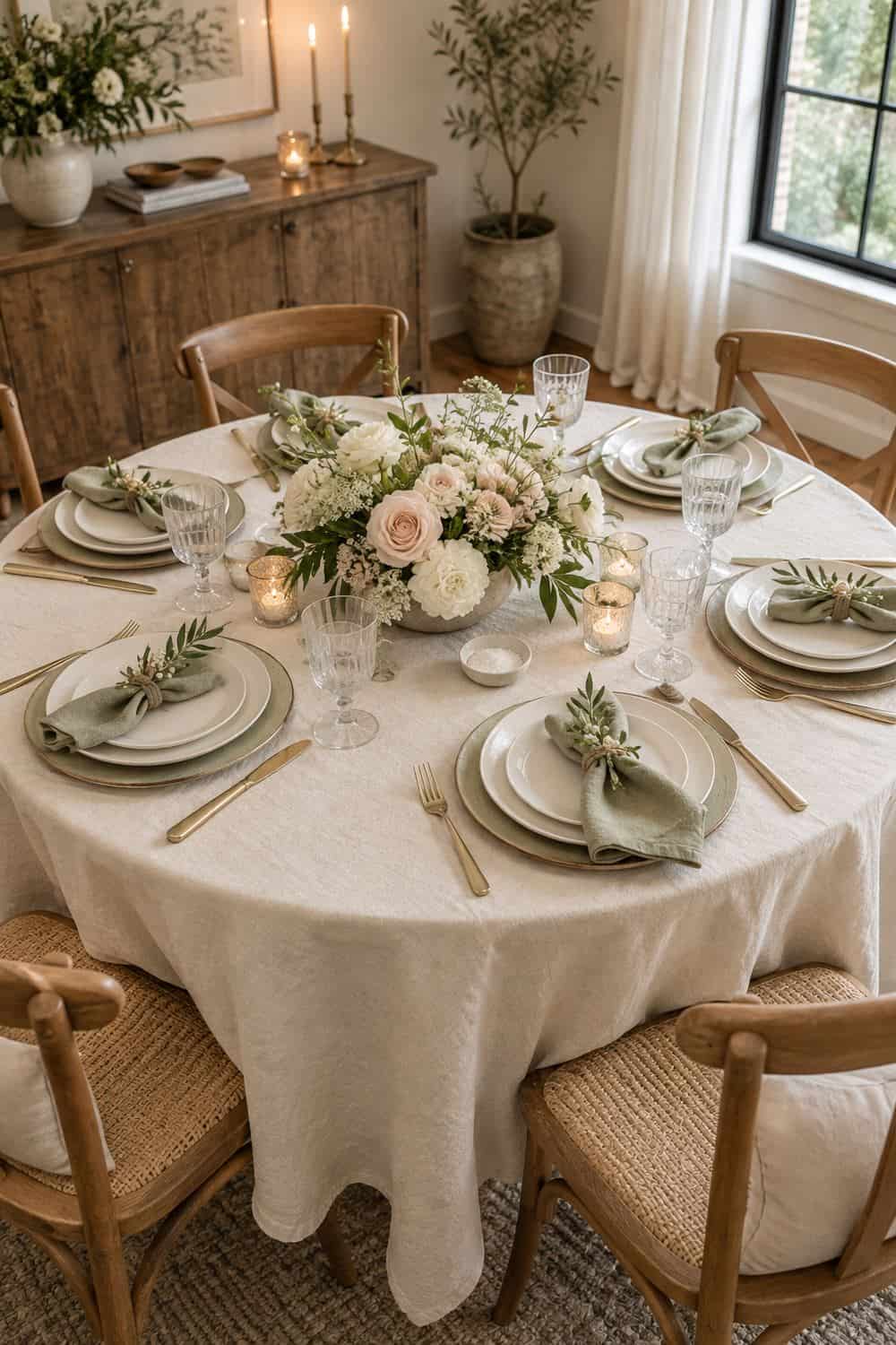 Round Table with Low Flowers wedding inspiration