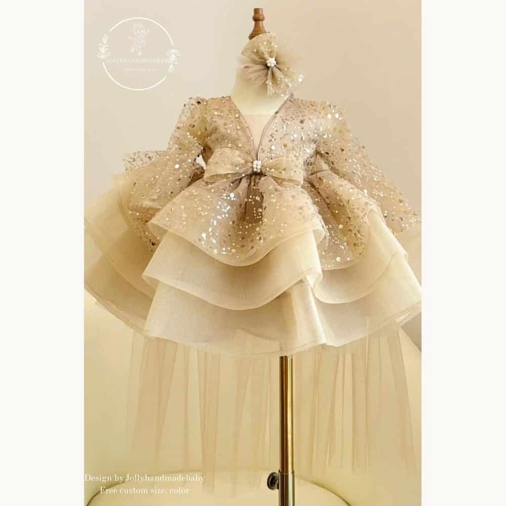 Champagne Gold Sequin Tulle Dress