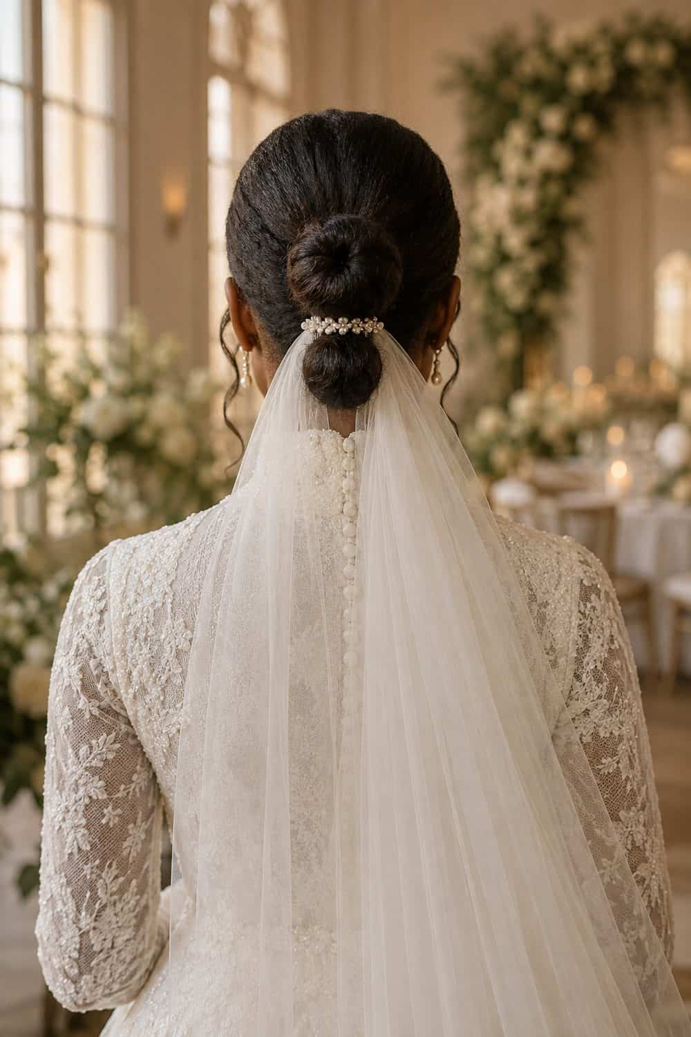 Double Bun with Veil Between wedding inspiration