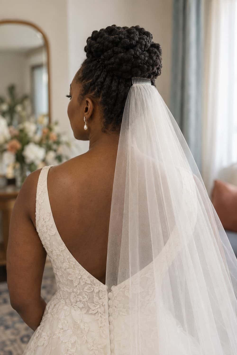 Flat-Twist Crown Updo with Veil wedding inspiration