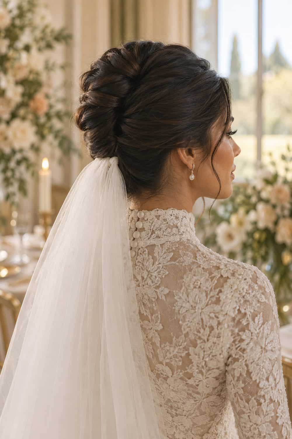 French Twist with Nape Veil wedding inspiration