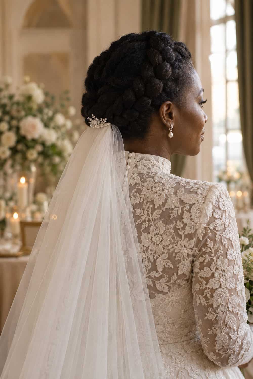 Halo Braid with Veil Underneath wedding inspiration