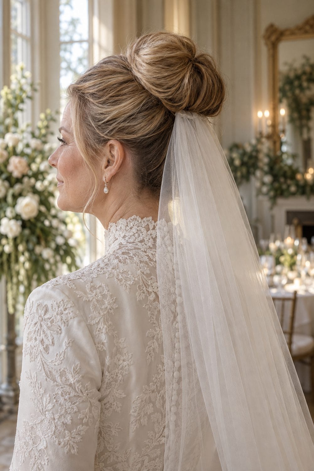 High Bun with Lower Veil wedding inspiration