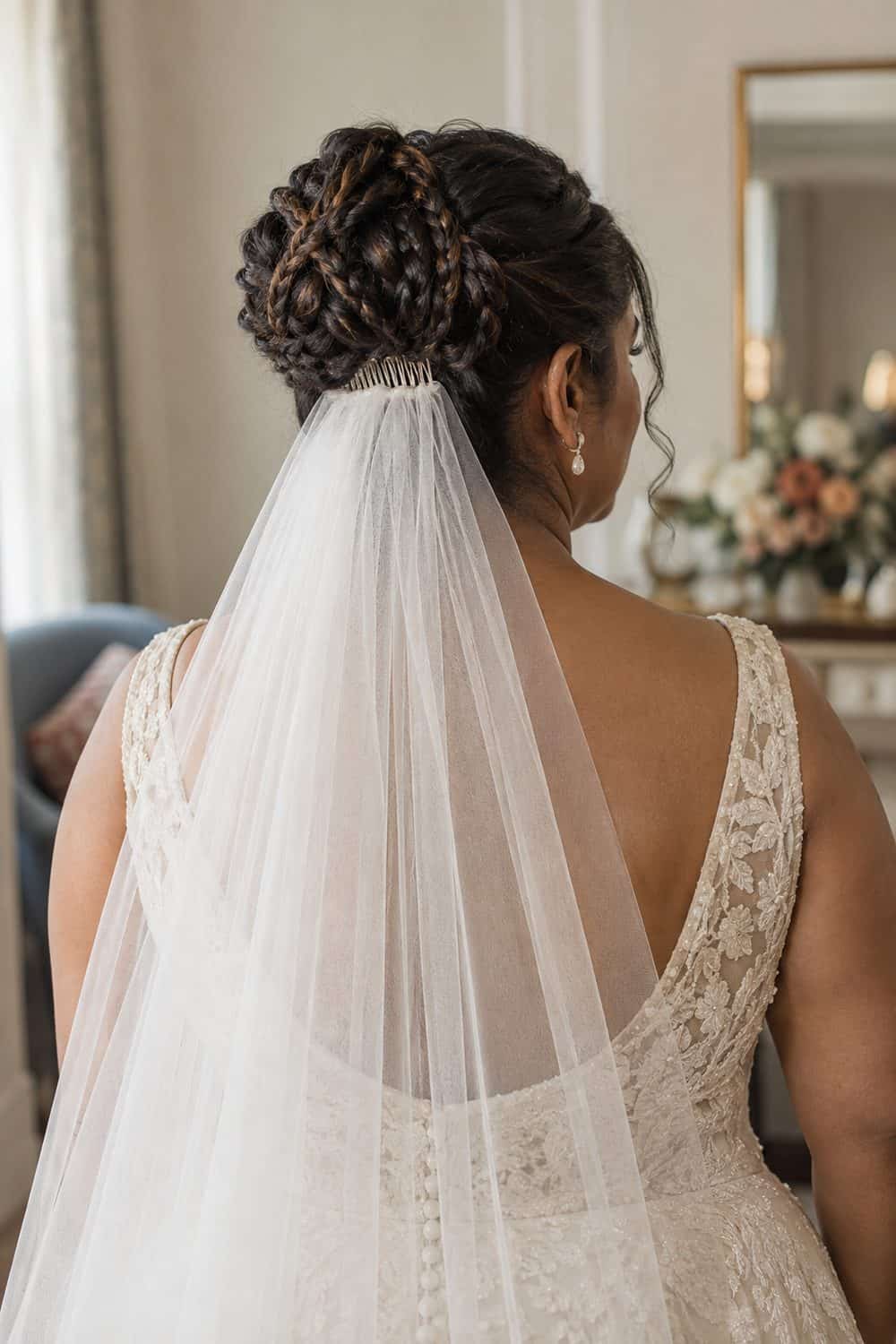 Mini-Braid Cluster with Veil Below wedding inspiration