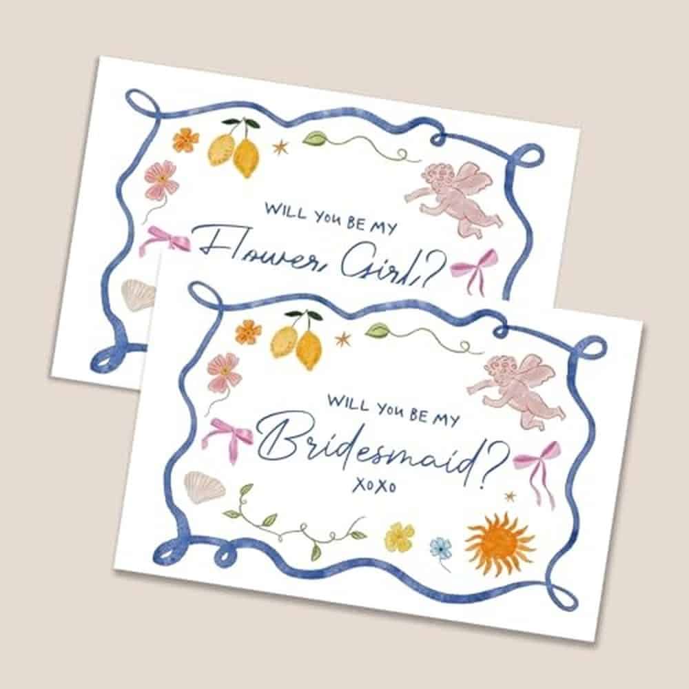 Blue Floral-and-Lemon Card Set