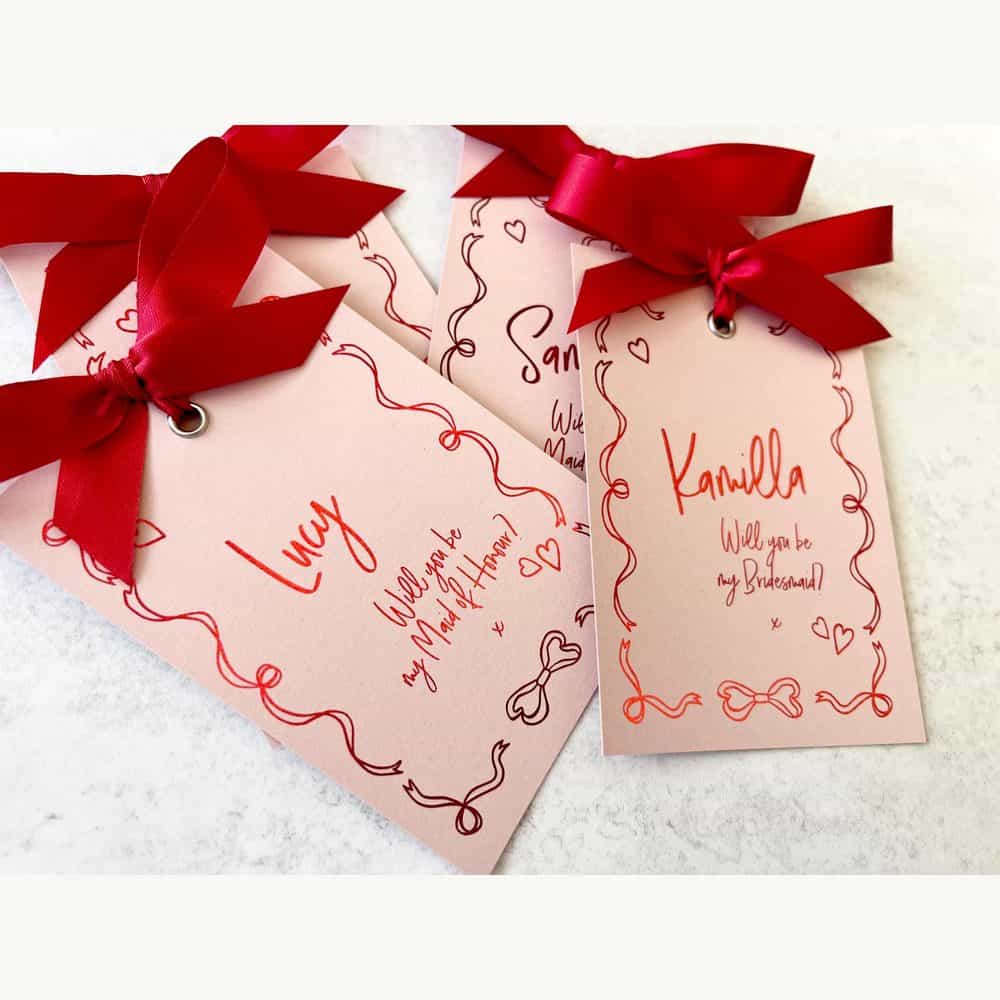 Blush Name Card with Ribbon