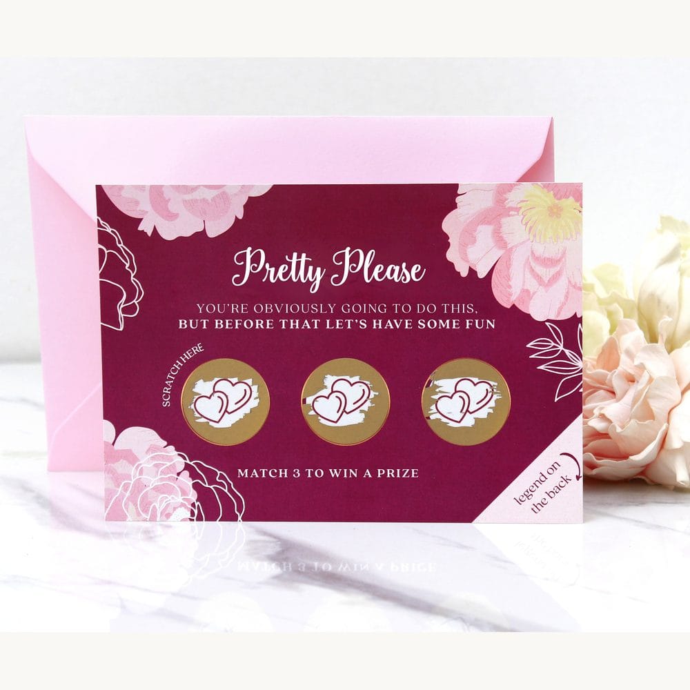 Burgundy Floral Scratch-Off Card