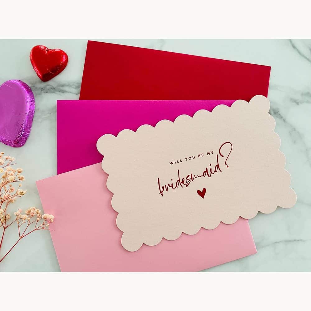 Pink Scalloped Letterpress Card