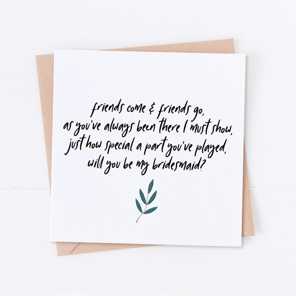 Printed Bridesmaid Poem Card