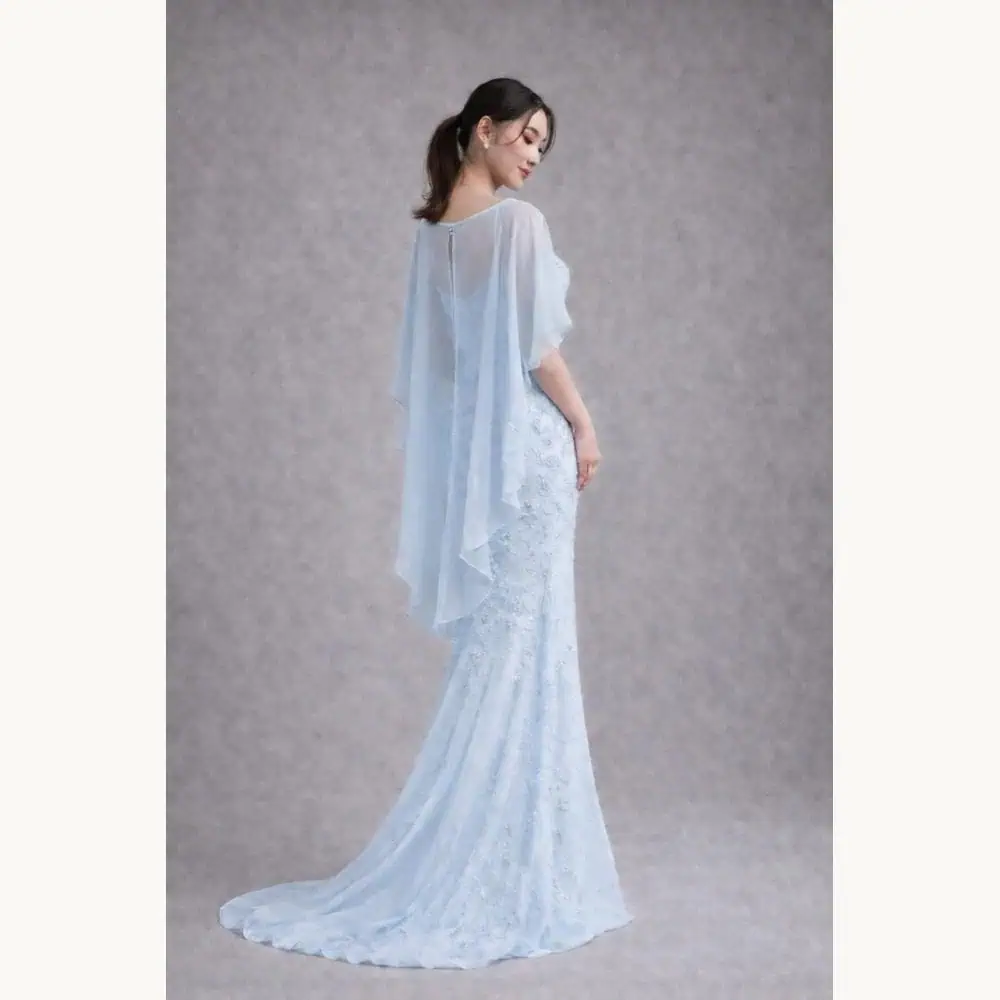 Blue Silk-Chiffon Bridal Capelet