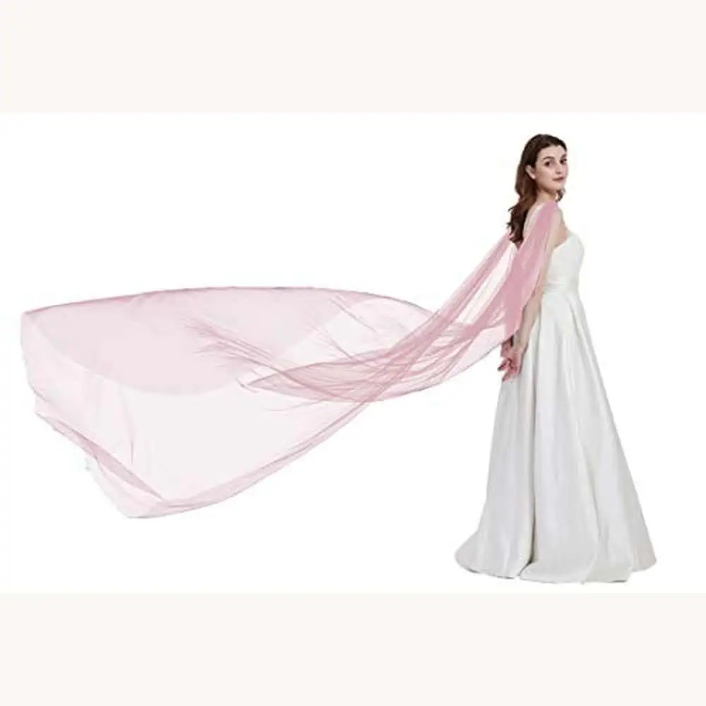 Blush Floral Shoulder Cape Veil