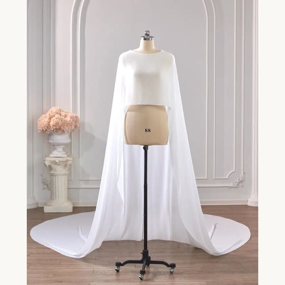 Ivory Silk-Chiffon Bridal Cape Veil