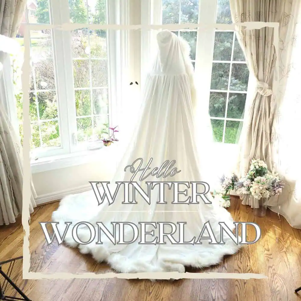 White Velvet Fur-Trim Bridal Cape