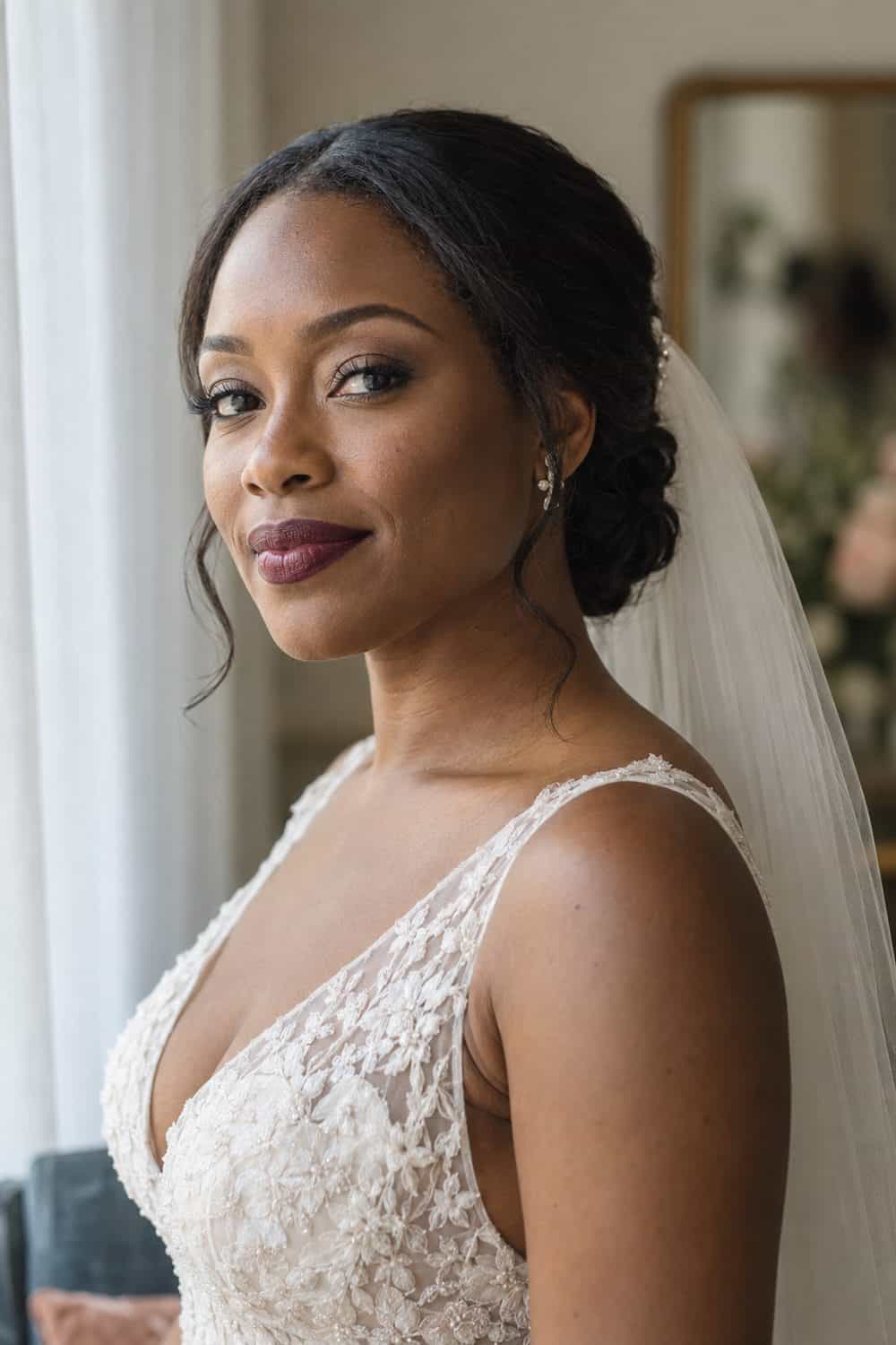 Deep Berry Lip with Clean Eyes wedding inspiration